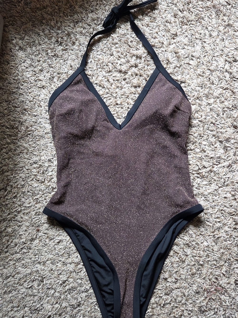 Cupshe Women's Glitter Halter One-Piece Swimsuit - Size Large